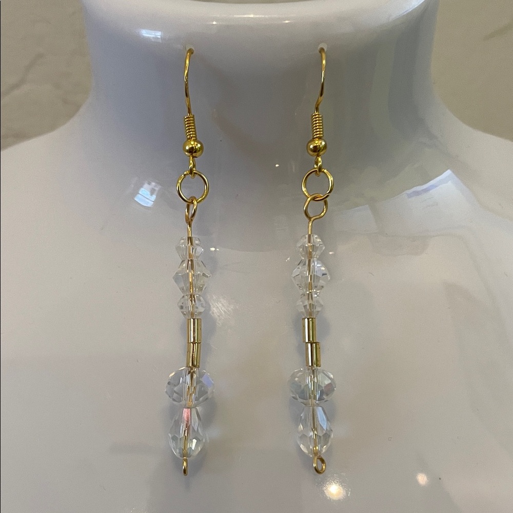 Elegant Gold and Crystal Drop Earrings